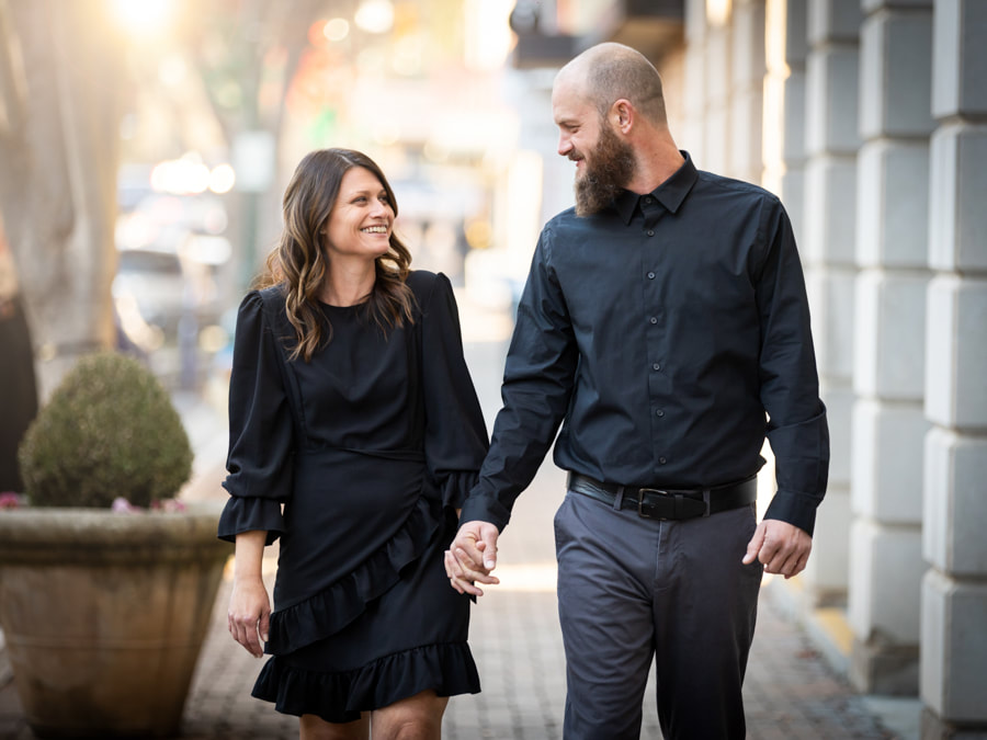 Golden Hour Winter photoshoot in Downtown Concord NC