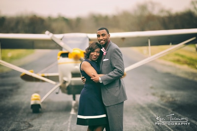 off to the honeymoon airplane photo shoot